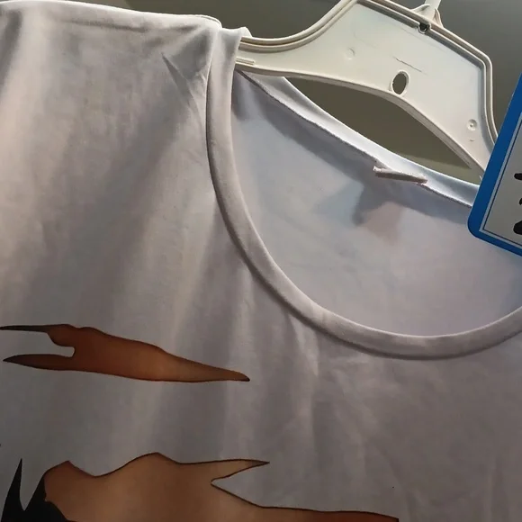 Fashion Nova White Graphic Tee with Lace Bra Illusion - Picture 3 of 4